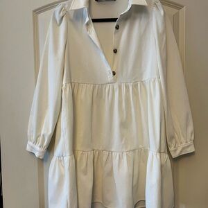 White Button-Up Women's Dress